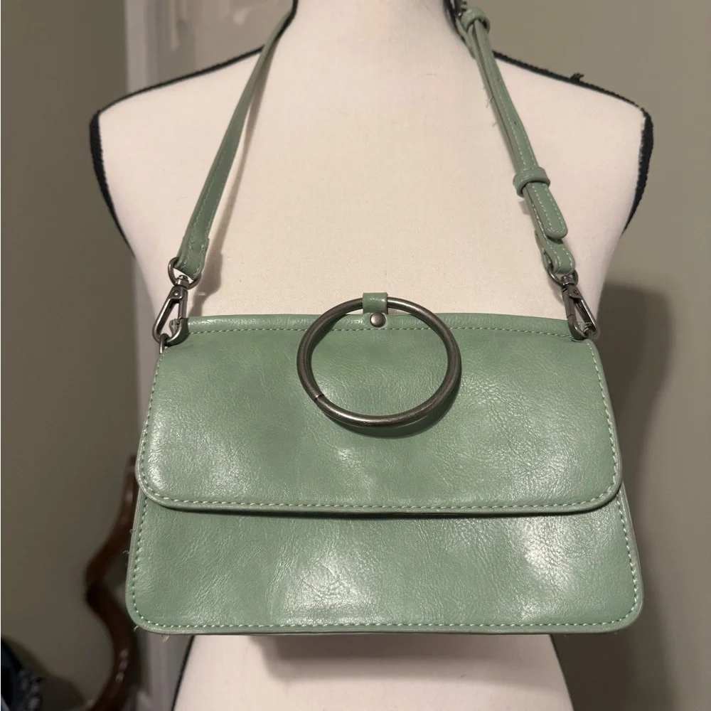 Joy Susan Mint Green Aria Ring Bag with Circular Accent